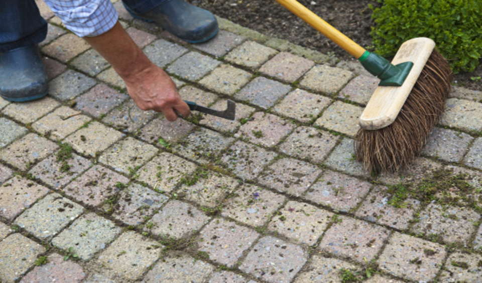 How to get rid of weeds between interlocking bricks
