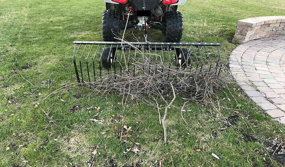 pull behind rake for lawn mower