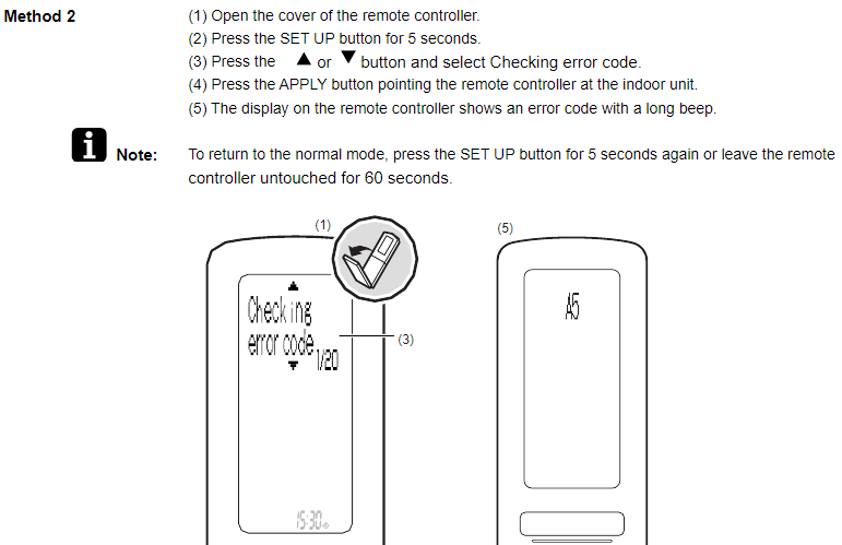 how to check daikin error code on remote