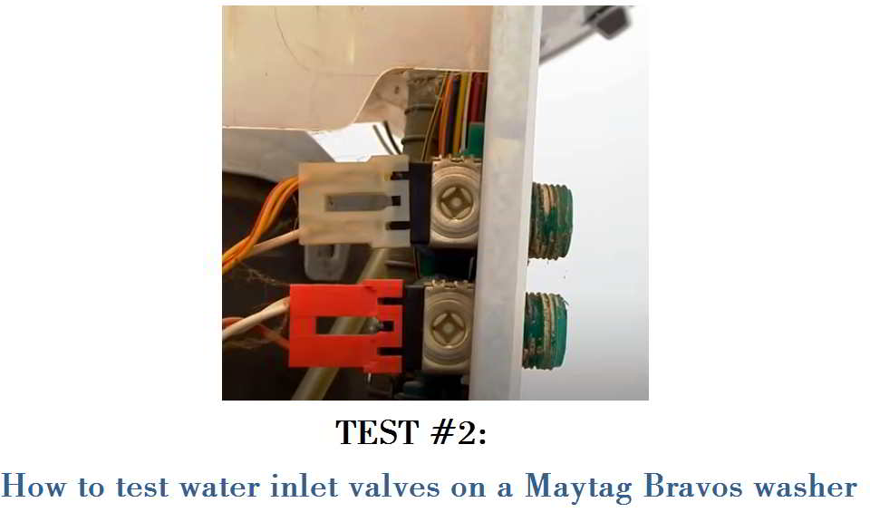 How to test water inlet valves on a Maytag Bravos washer