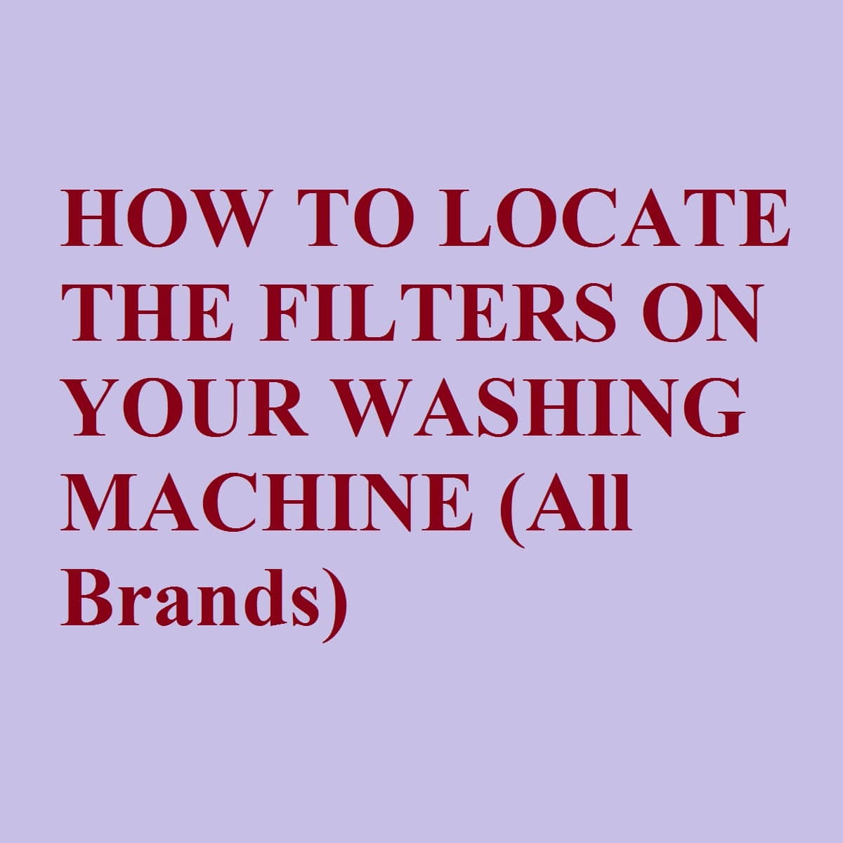 Where is the filter on my washing machine?